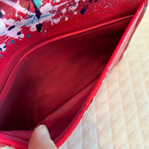 Vintage Coach Court Red Custom Paint Splatter Shoulder Bag Satchel Pollock-esque - Picture 13 of 13